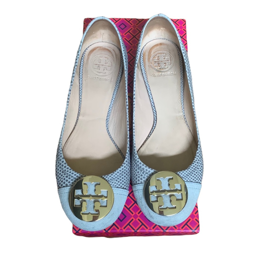 Tory Burch Grey Textured Flats